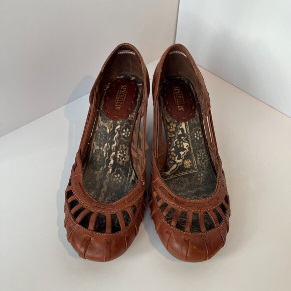 Seychelles Anthro Leather boho Wedge Sandals size 8 - Picture 2 of 6